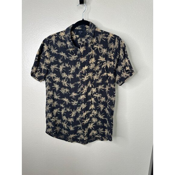 Rollas Mens Black Palm Tree Shirt Small short sleeve button up cotton collared - Picture 3 of 6